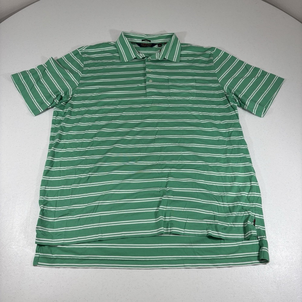 Polo Golf Ralph Lauren Vintage Lisle Pocket Polo Shirt Green/White Stripe XXL - Picture 2 of 9